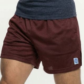 The Fender: Open Mesh 5" Basketball Shorts in Maroon - Made In USA