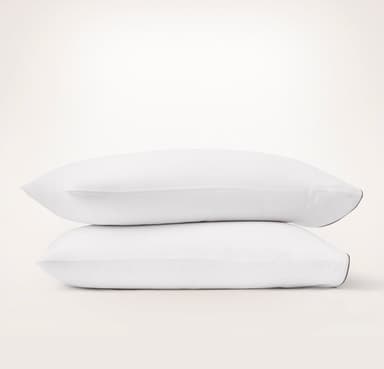 Signature Embellished Pillowcase Set - White/Plum Piped Edge