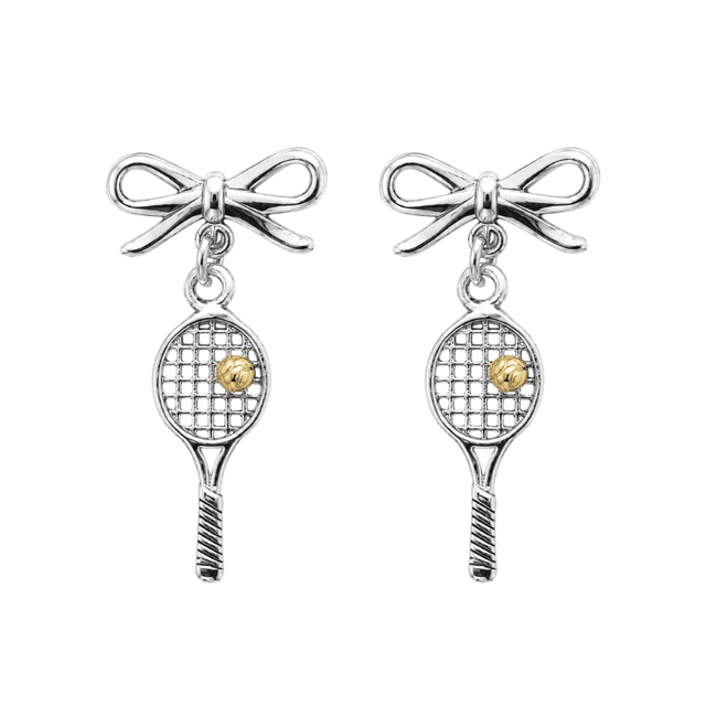 Tennis Bow Drop Earrings