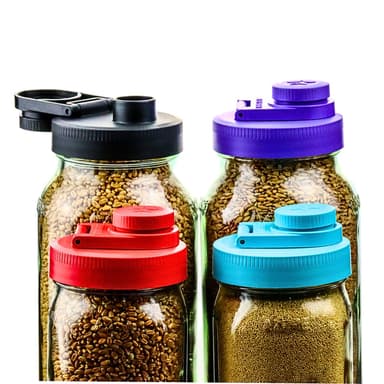 MIX & MATCH Mason Jar Lids Wide Mouth Plastic 4 Pack Leak Proof with Flip Cap Pouring Spout & Drink Hole Create Your Multi Pack