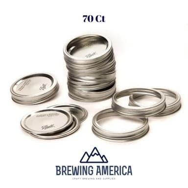 Ball CANNING JAR LIDS & RINGS *SET of 70 WIDE MOUTH MASON Ball JARS New SILVER