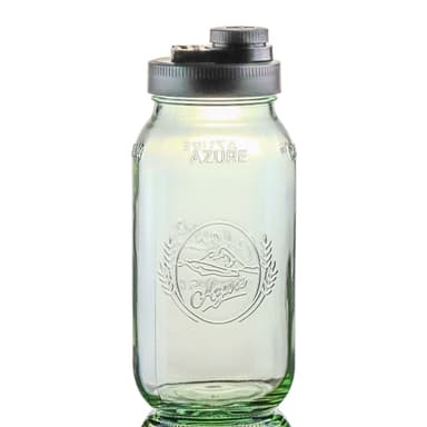 Glass Mason Jar Pitcher with Pour Lid - Azure Standard Jar, 2 Quart (64 oz) Wide Mouth, Black 1-Pack