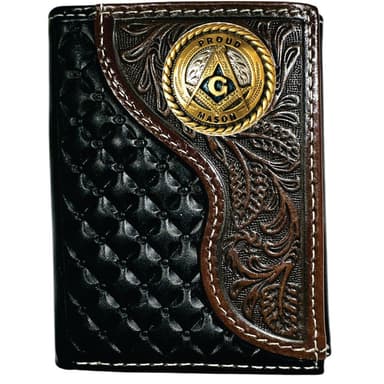 Master Mason Blue Lodge Wallet - Proud Mason Nocona Black & Cherry