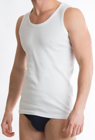 6 Pack:  Mens 100% Cotton Classic White Vests