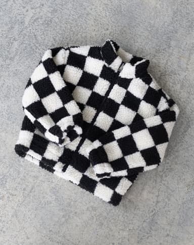 Kids Checkered Sherpa Jacket