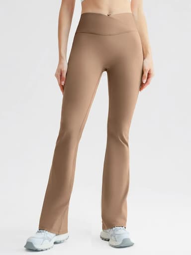 BrxlZero™ Seamless Cross Waist Butt-Lifting Flare Leggings with Pocket