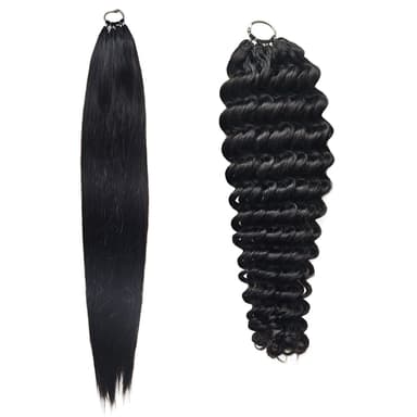 Pre-Looped Crochet 100% Human Hair Natural Color 2 Textures 16"-20" Lightweight Reusable Local Pickup & Shipping