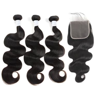 3PCS 9A Bundles With 5x5 HD Lace Closure 100% Human Hair Natural Color 4 texture Shipping