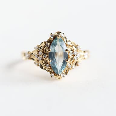 Elara Marquise Aqua Sapphire Engagement Ring - Ready to Ship