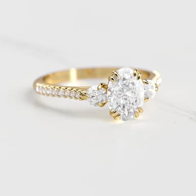 Oval moissanite ring with half etenity moissanites 1ct