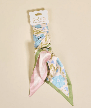 Twirl & Tie Scarf Accessory - Poppin Petals Aqua