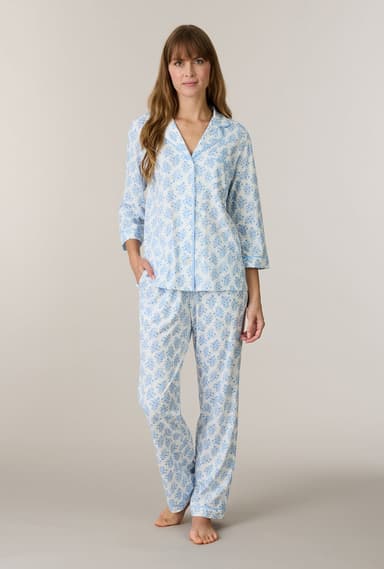 Heritage Bouquet Cotton Notch Collar Long Pajama Set