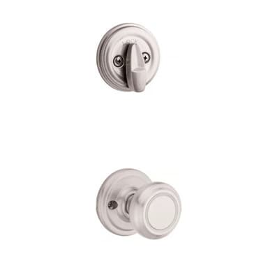 Kwikset Cameron Knob Interior Single Cylinder Handleset Trim, Round Rose, Satin Nickel