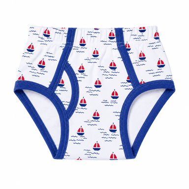 Boys Assorted Blue or Navy Boat Design Fine Cotton Panty