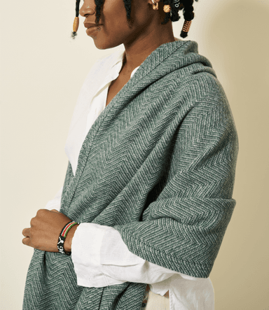 Bayside Herringbone Evergreen Shawl