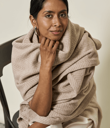 Bayside Herringbone Wheat Shawl
