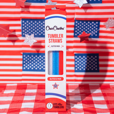 Red, White & Glitter 40oz Straws