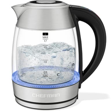 Chefman® 1.7L Dual-Glass Electric Kettle with Tea Infuser & Adjustable Temperature