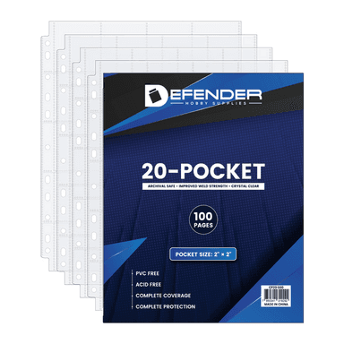 Defender 20-Pocket Coin & Collectible Pages | 100 Page Box