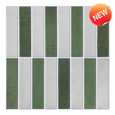 3D Moss Green Striped Peel and Stick Wall Tile