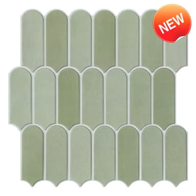 3D Sage Green Arched Peel and Stick Wall Tile