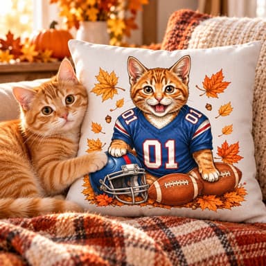 Trending Football Dog Cat Upload Photo - Personalized Pillow - Fall Season Gift For Man, Woman