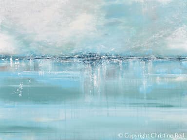 "Sea Glass II" GICLÉE PRINT Art Abstract Painting Light Aqua Blue Sea Foam Green Horizontal Canvas Coastal Wall Art