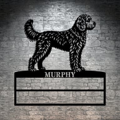 Personalized Doodle Rosette Metal Sign. Dog Champion Name Ribbon Display