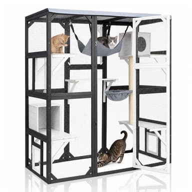 Large Walk-in 4-Story Catio with Hammock & Cat Condo- PET97