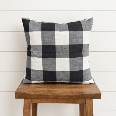 Black and White Medium Buffalo Pillow Cover 18x18 | Modern Farmhouse | Designer Pillow | High End Textured Fabric