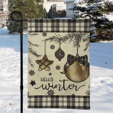 Hello Winter Ornaments Garden Flag