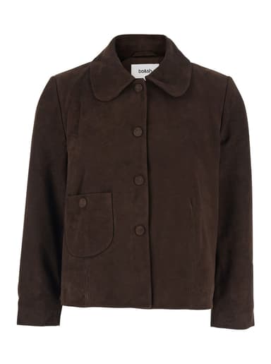 Ba&sh Tech Fabric Round-Collar Jacket with Button Front Pockets