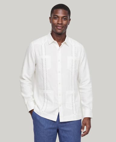 Linen Embroidered Guayabera Shirt