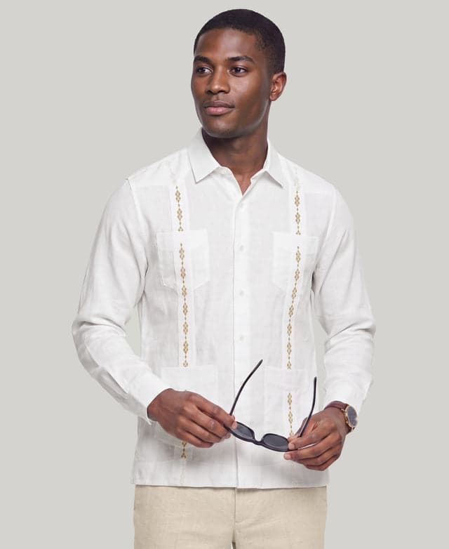 Geo Embroidered Guayabera