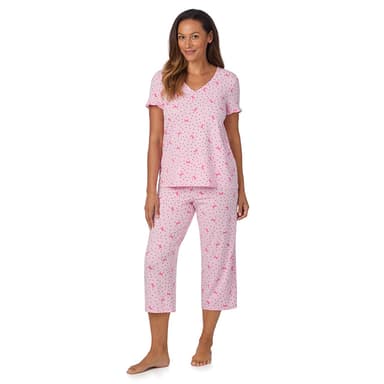 Cotton Rich Ruffled Short Sleeve Top with Pant Pajama Set
