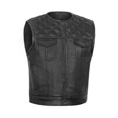 Black Ridge - Men’s Low Cut Leather Motorcycle Vest