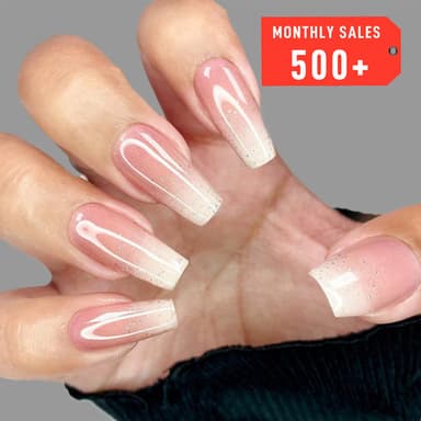 Elegant Pink Ombré Sparkle Semi Cured Gel Nail Strips | Rosy Cheeks - 1012