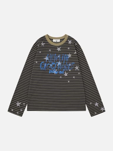 Starry Handwritten Graphic Long-Sleeve Shirt