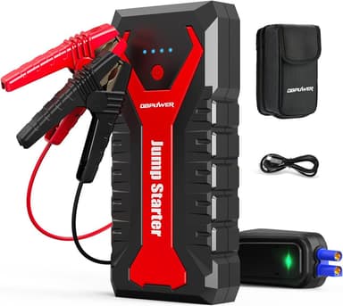 DBPOWER 3000A/80.66Wh Portable Car Jump Starter (UP to 10.0L Gas/8.0L Diesel Engines) 12V Auto Lithium-Ion Battery Booster with Smart Clamp Cables, Quick Charge