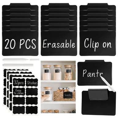 Reuseable Labels for Baskets and Containers - 20 Clip-on & 32 Sticker Labels