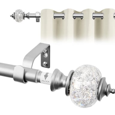 Deconovo Sturdy Metal Curtain Poles 122-213cm with Brackets and Stylish Finial, Adjustable Voile Curtain Poles for Door Way, Heavy Duty Splicing Curtain Rod