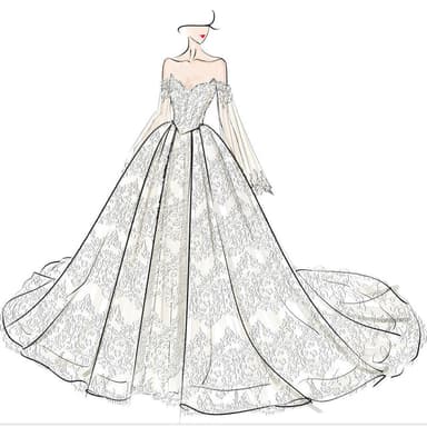 Custom Lace Off Shoulder 2-in-1 Wedding Dress