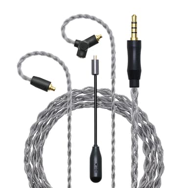 HiFi Silver-Plated Audio Earphone Cable with Mic – MMCX / 0.78mm 2Pin / QDC / IE100/200/300/400/500/600/900 Compatible Gaming & Streaming Cable (120cm PVC)