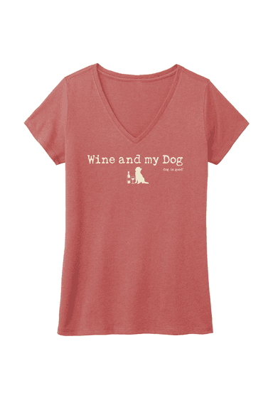 T-shirt: Wine and my Dog (Women, Blush Frost)
