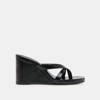HELAN WEDGES BLACK LEATHER