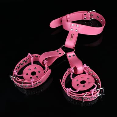 Spiked Leather Nipple Stimulators with Collar Harness — Lift, Expose & Tease in Pink or Black