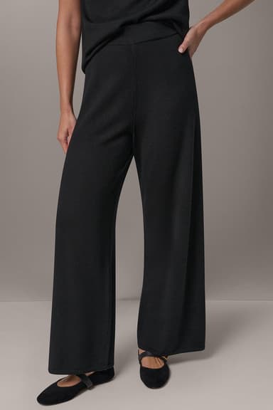 WOOL HIGH-RISE RELAXED SWEATER PANT