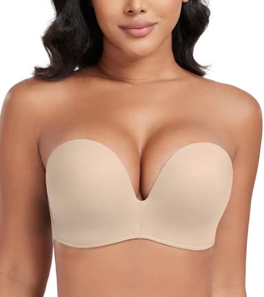 Exerin Push Up Bras Seamless Wireless Anti-Slip Women's Strapless Bra Shape Support Lift