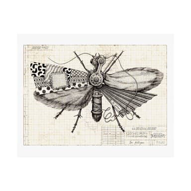 Vintage Clothing Moth Poster — Matte Horizontal Art Print
