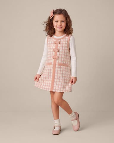 Dress Set in Pink Gingham with Bow